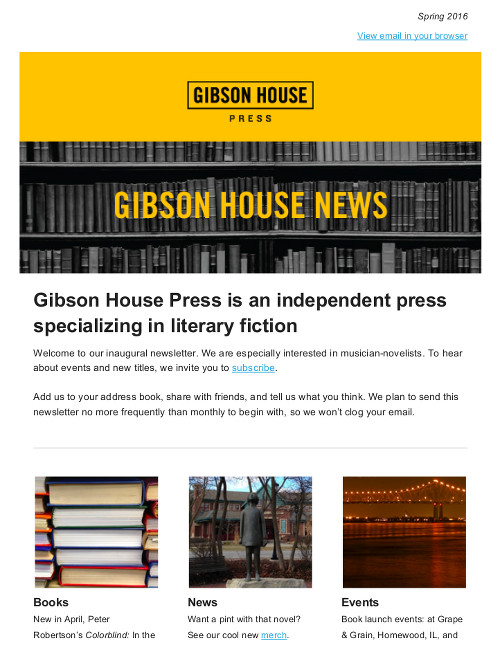 Email template for Gibson House Press.